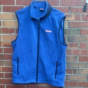 Vineyard Vines Blue Fleece Vest Size Large Full Zip Whale Logo